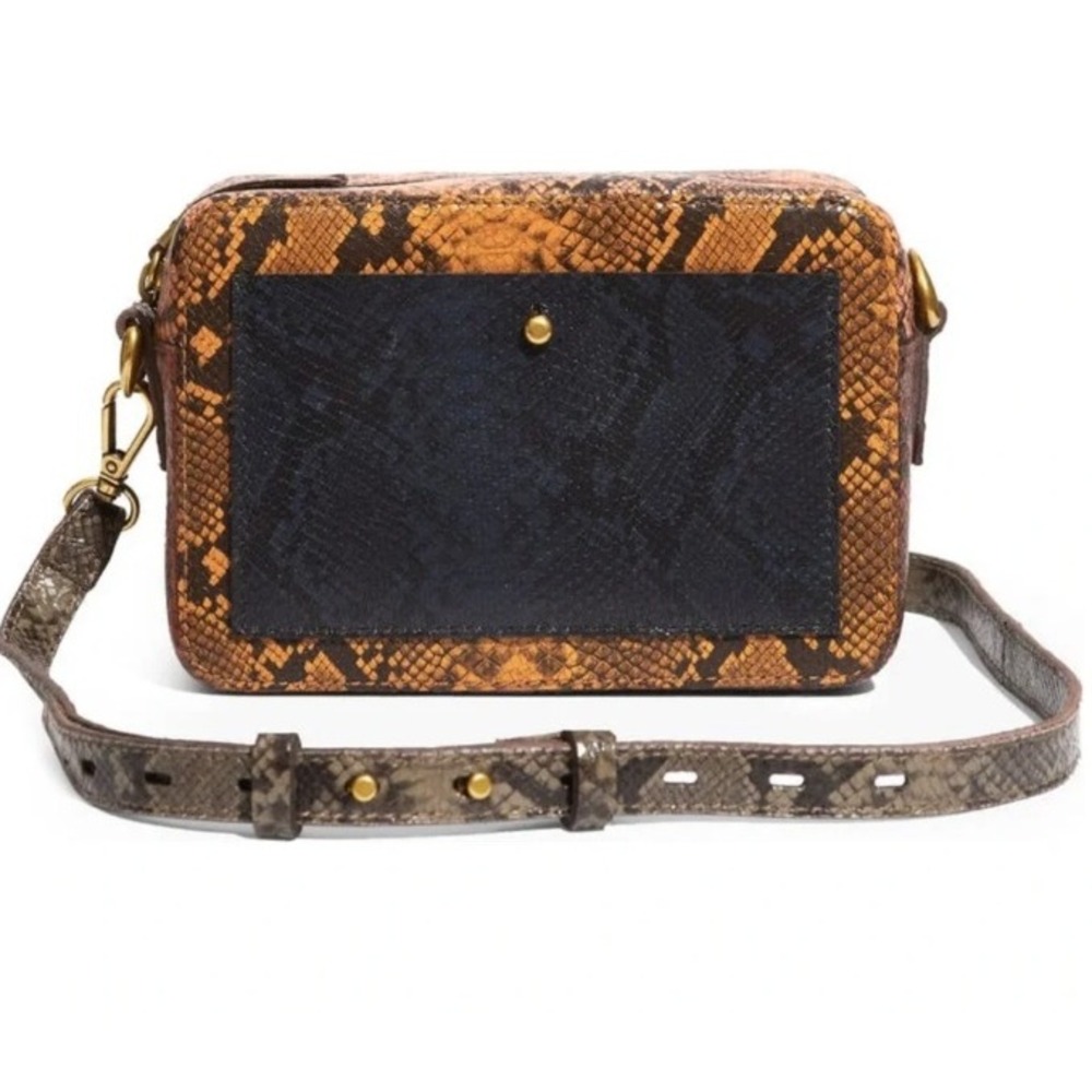 Madewell The Transport Camera Bag Crossbody Snakeskin Leather Small Adjustable